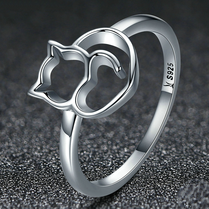 Anello argento gatto