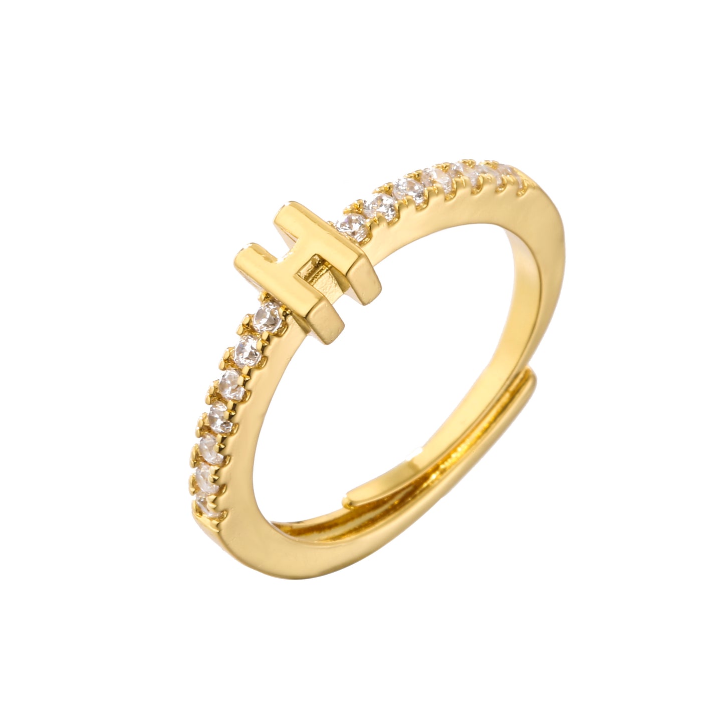 Anello lettera strass