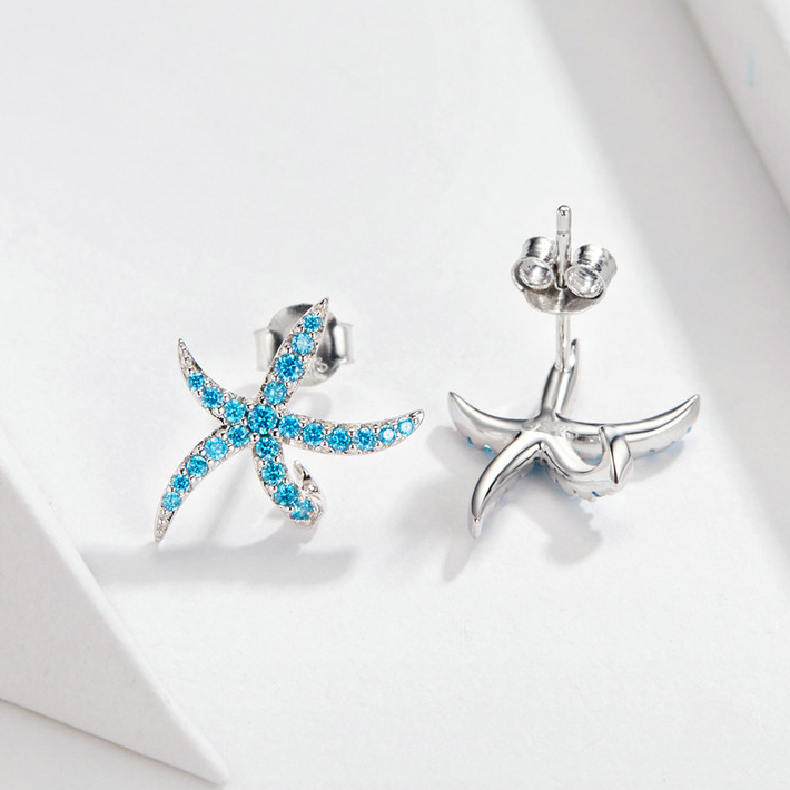 Orecchini stella marina blu