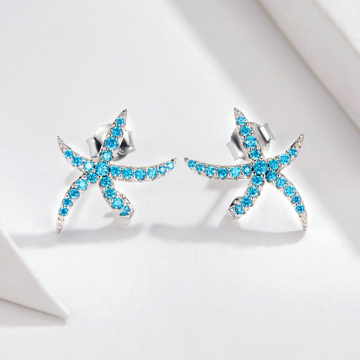 Orecchini stella marina blu