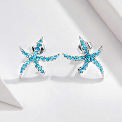 Orecchini stella marina blu