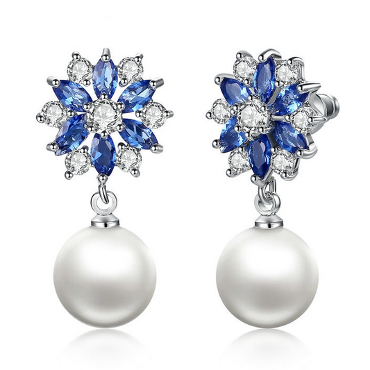 Orecchini argento perla blu