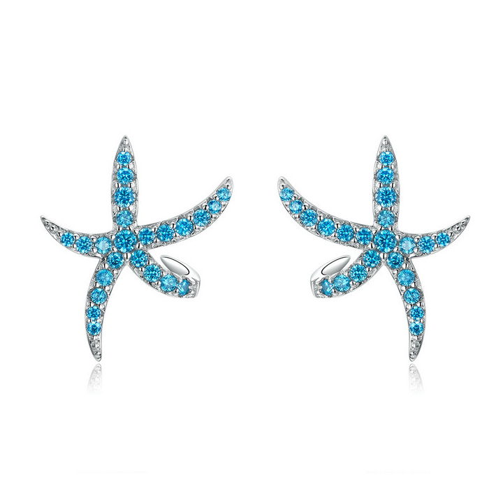 Orecchini stella marina blu