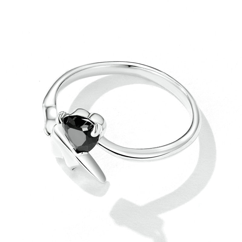 Anello argento cuore gotico