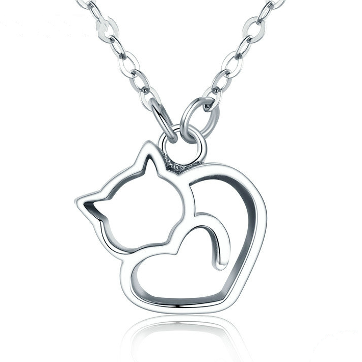 Collana cuore gatto