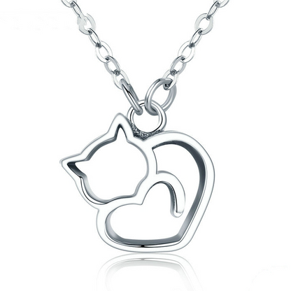 Collana cuore gatto