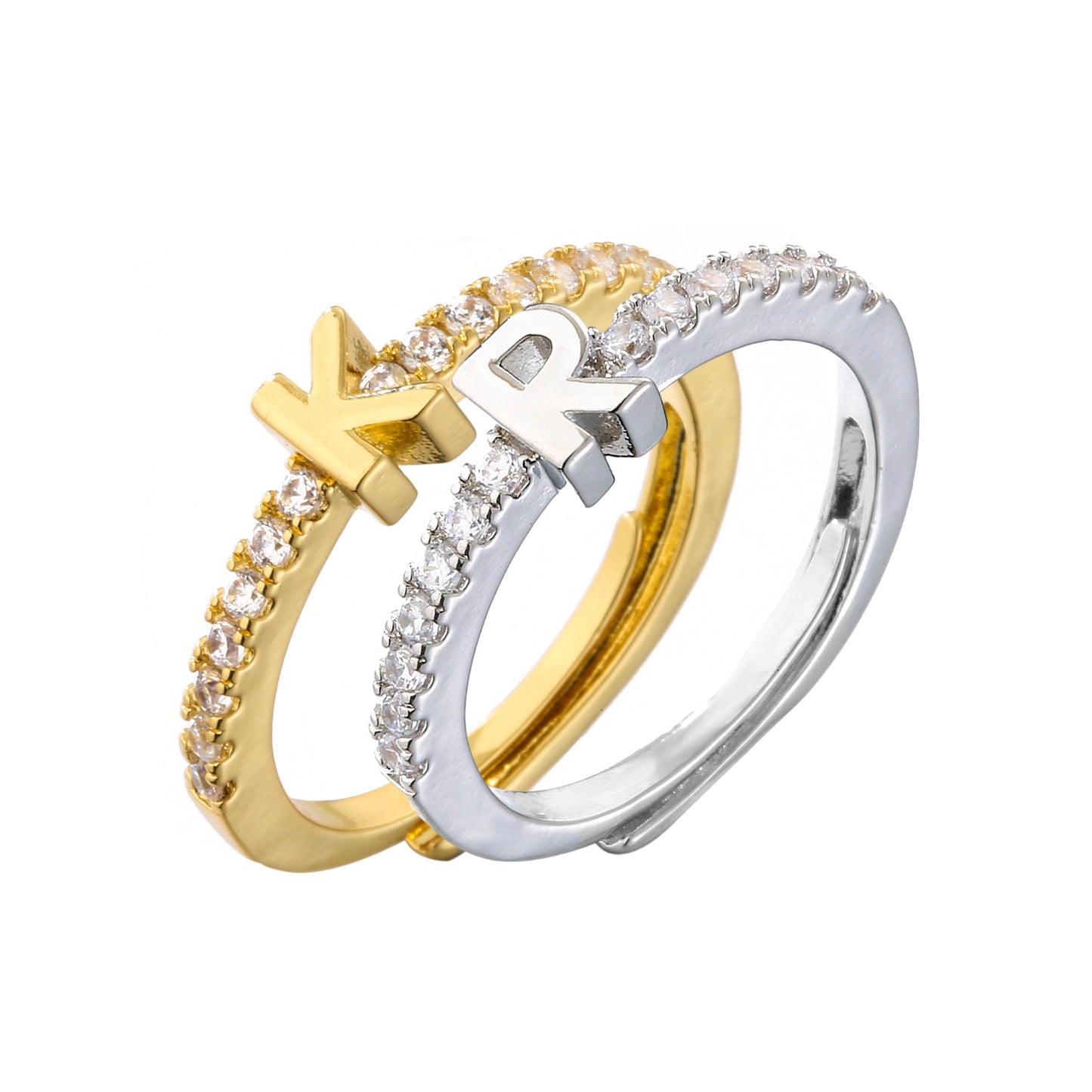 Anello lettera strass