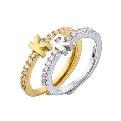 Anello lettera strass