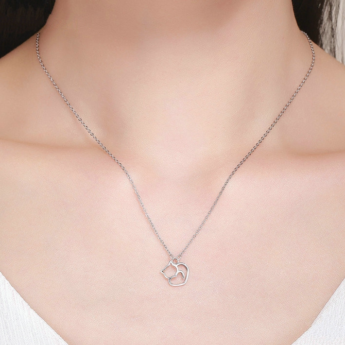 Collana cuore gatto