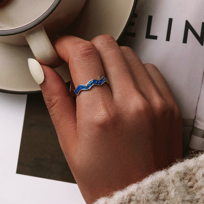 Anello luna stelle blu