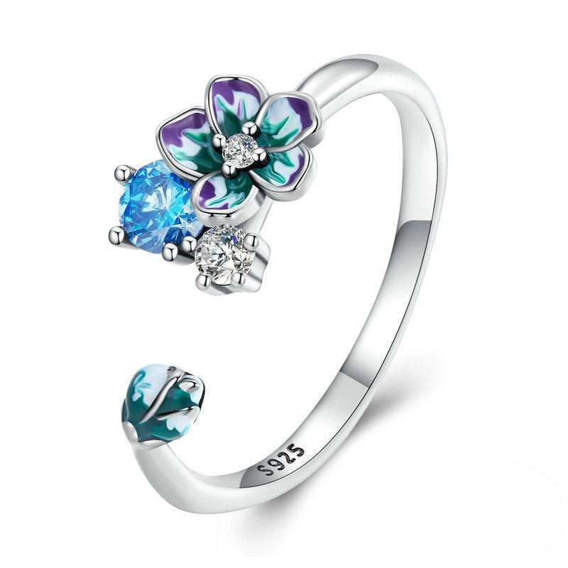 Anello fiore e cristalli