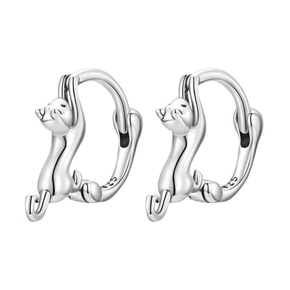 Orecchini gatto argento