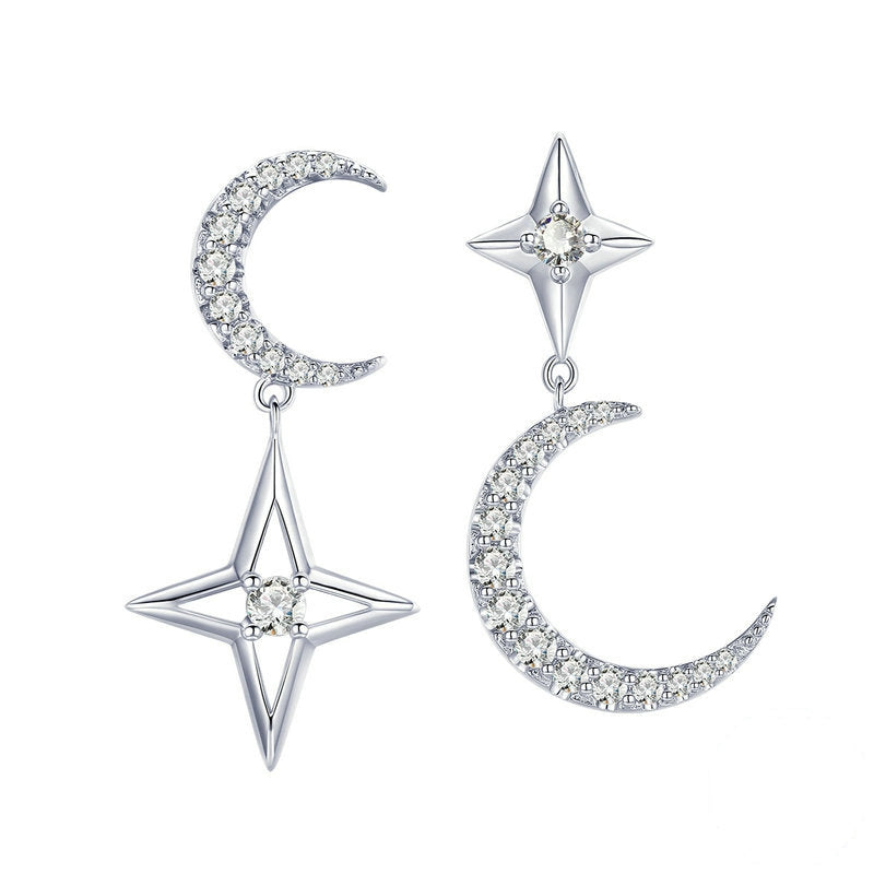 Orecchini luna stella argento