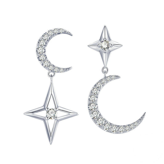 Orecchini luna stella argento