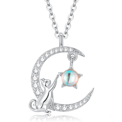 Collana argento gatto luna