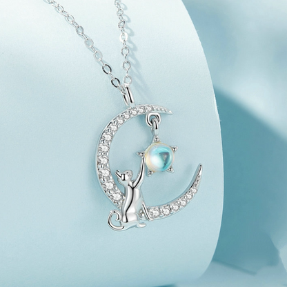 Collana argento gatto luna