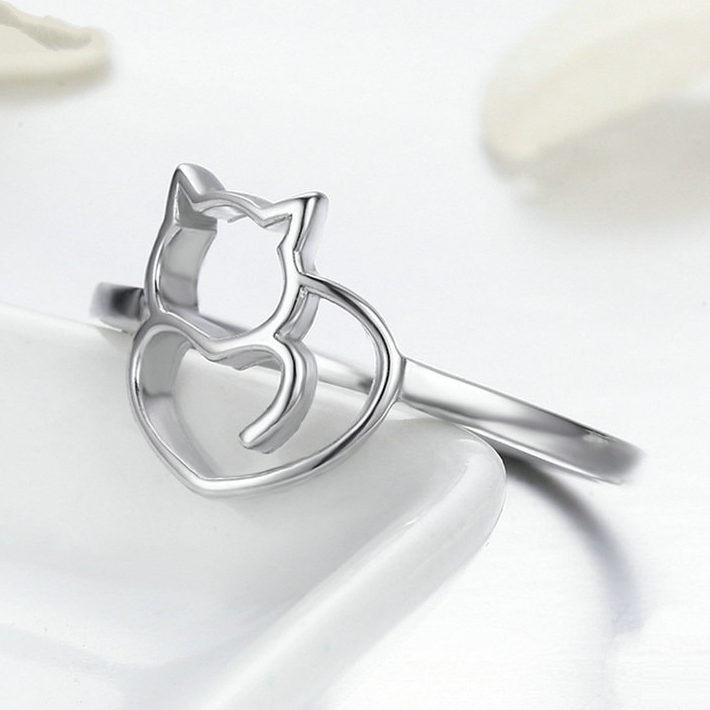 Anello argento gatto