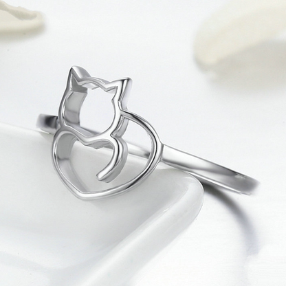 Anello argento gatto