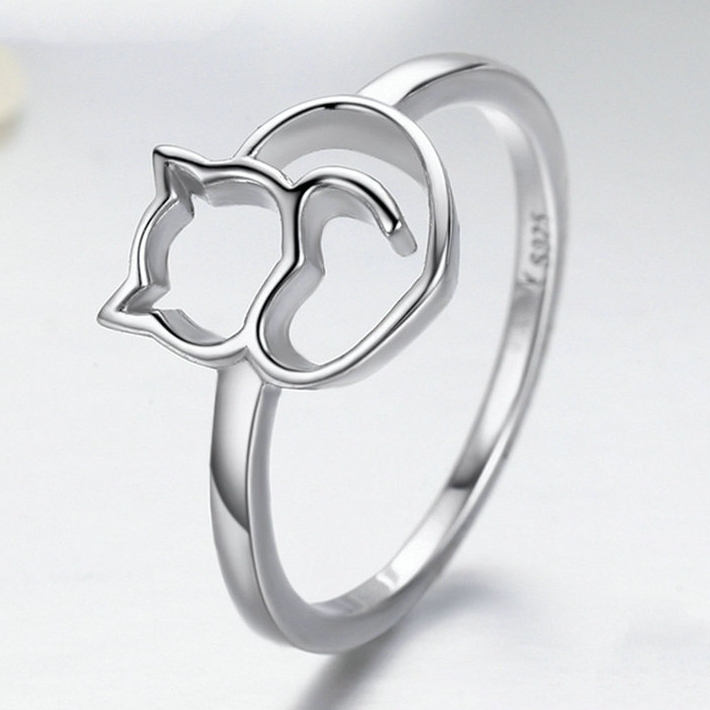 Anello argento gatto