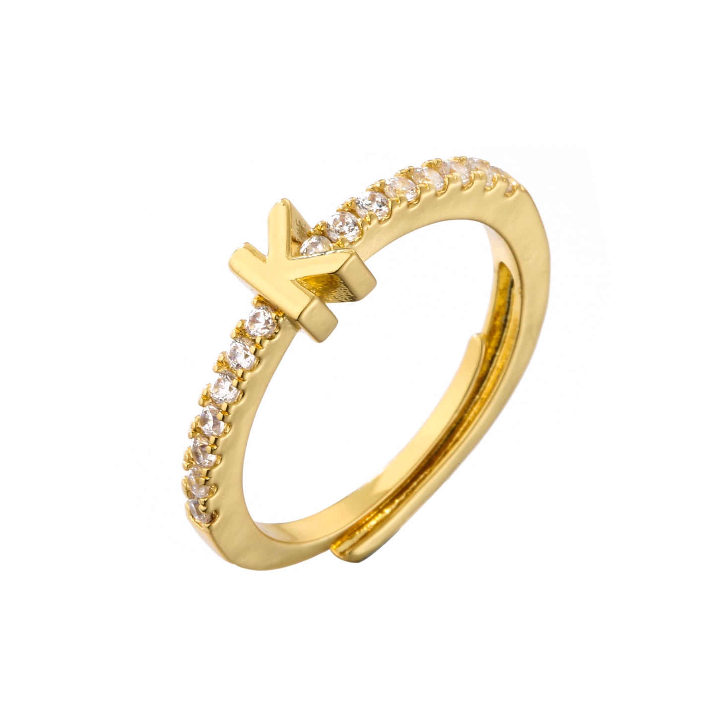 Anello lettera strass