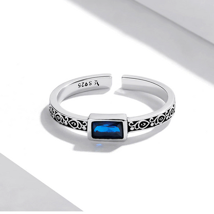 Anello aperto blu vintage