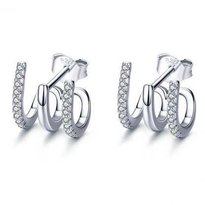 Orecchini cerchi multipli argento