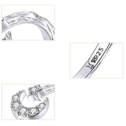 Anello luna stella argento