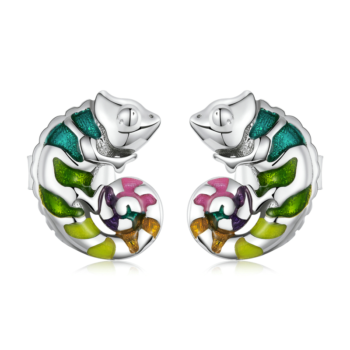 Orecchini Camaleonte <titolo_esteso><span>Argento 925 placcato oro bianco smaltati a mano</span></titolo_esteso>