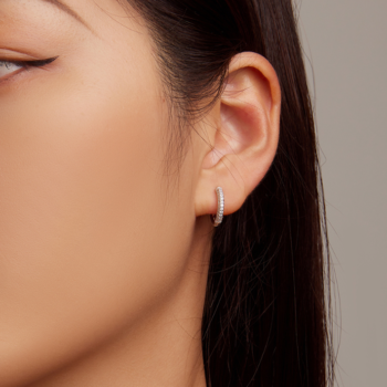 Orecchini A Cerchio Con Brillanti Oro Bianco - Foto 11