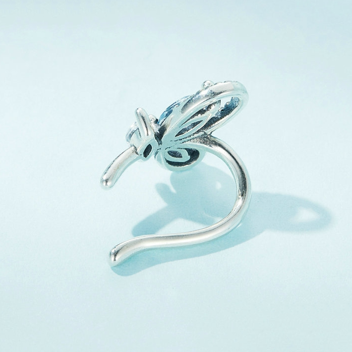 Ear Cuff Farfalla <titolo_esteso><span>Argento 925 placcato oro bianco con zirconi azzurri e bianco</span></titolo_esteso> - immagine 4