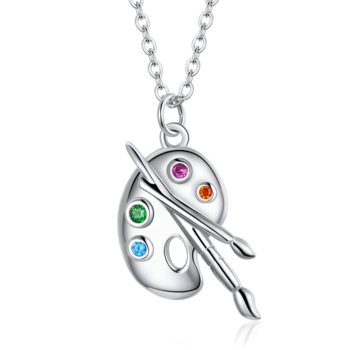 Collana Tavolozza di Colori <titolo_esteso><span>Argento 925 placcato oro bianco smaltata a mano - lunghezza regolabile</span></titolo_esteso>