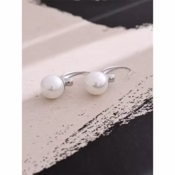 Orecchini Eleganti con Perle Sintetiche in Acciaio Inossidabile