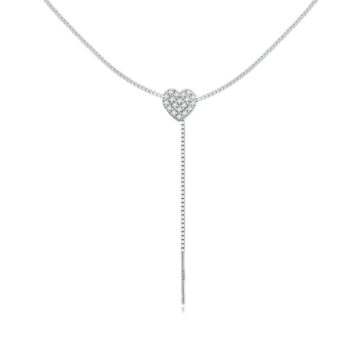 Collana Tuscany Silver In Argento 925 Con Doppio Cuore, Placcato Oro Bianco E Rosa - Regolabile (46–48,25 Cm) - 2